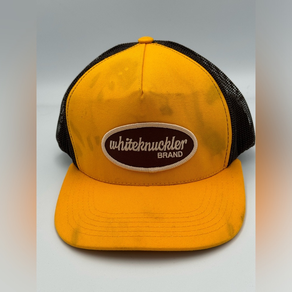 Whiteknuckler Golden/Black/Brown Classic Real Trucker Hat HT-030300 has stains
